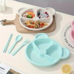 5 Piece Multi Color Panda Plates With 3 Spoons And 2 Forks Household Food Grade Plastic Plates Set(Random color)) - Image 2