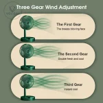 Folding Telescopic Floor Fan 3 Gears Summer Silent Desktop Retractable Fan for Office Bedroom School USB Rechargeable Ventilator
