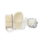 Exfoliating Bath Set: Loofah Gloves, Back Scrubber Belt & Loofah Sponge - Bathing Combo - Image 2