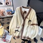 Pink Bow Knitted Cardigan for Women — Korean Style Winter Loose Fit - Image 2