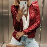 Women Sequined Jacket — Gold Short Casual Spring Outwear