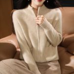 Women Half Turtleneck Zip Cardigan – Winter Knit Loose Fit Sweater - Image 2