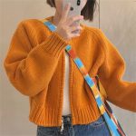 Women Pink Loose Knitted Cardigan — Winter Zipper Jacket - Image 3
