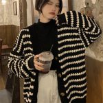 Classic Striped Knit Cardigan for Women — Autumn V-Neck