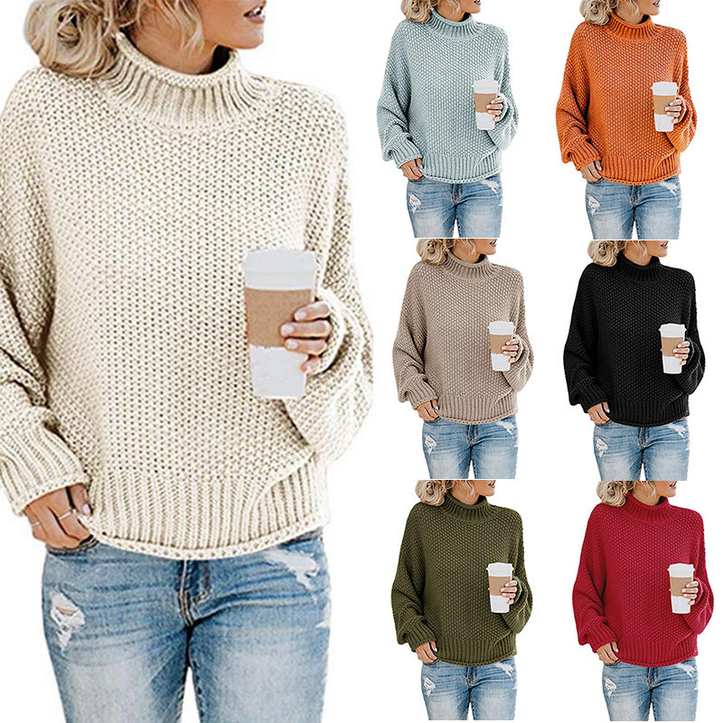 img (20) Women Turtleneck Knit Sweater — Winter Thick Thread Multi Color - Image 1
