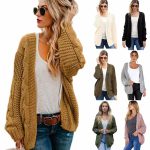 Women Thick Knit Twist Cardigan — Loose Plus Size Sweater