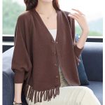Women Loose V-Neck Tassel Knitted Cardigan — Winter Shawl Style