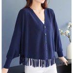Women Loose V-Neck Tassel Knitted Cardigan — Winter Shawl Style - Image 3