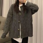 Women Vintage Cable Knit Sweater — Loose Long Sleeve Winter - Image 4