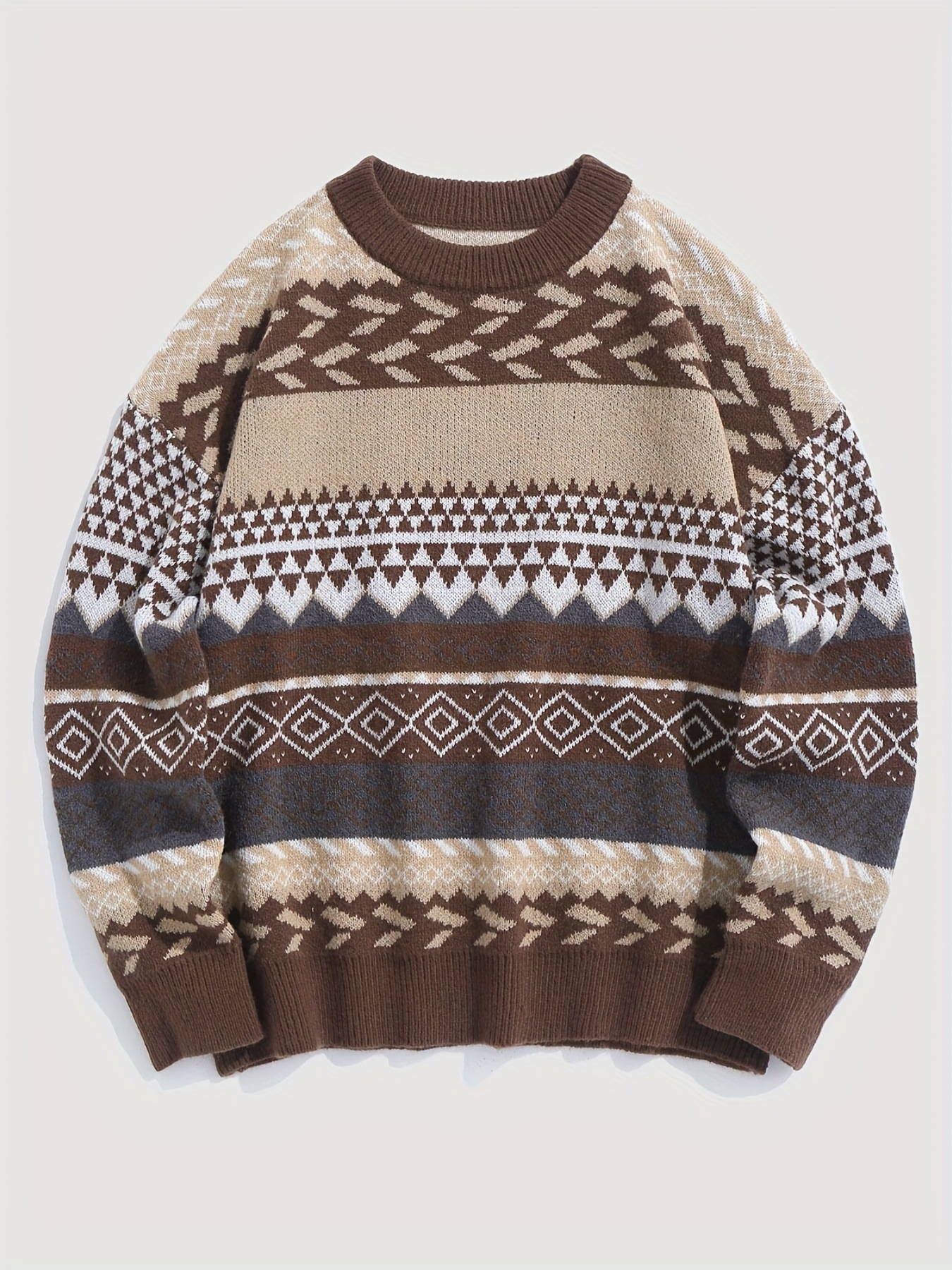 img (5) Winter Knitted Pullover Sweater with Diamond Pattern — Retro Style - Image 1
