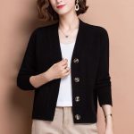 Women Knitted Cardigan — Brown Button Cable Knit Autumn Style - Image 4