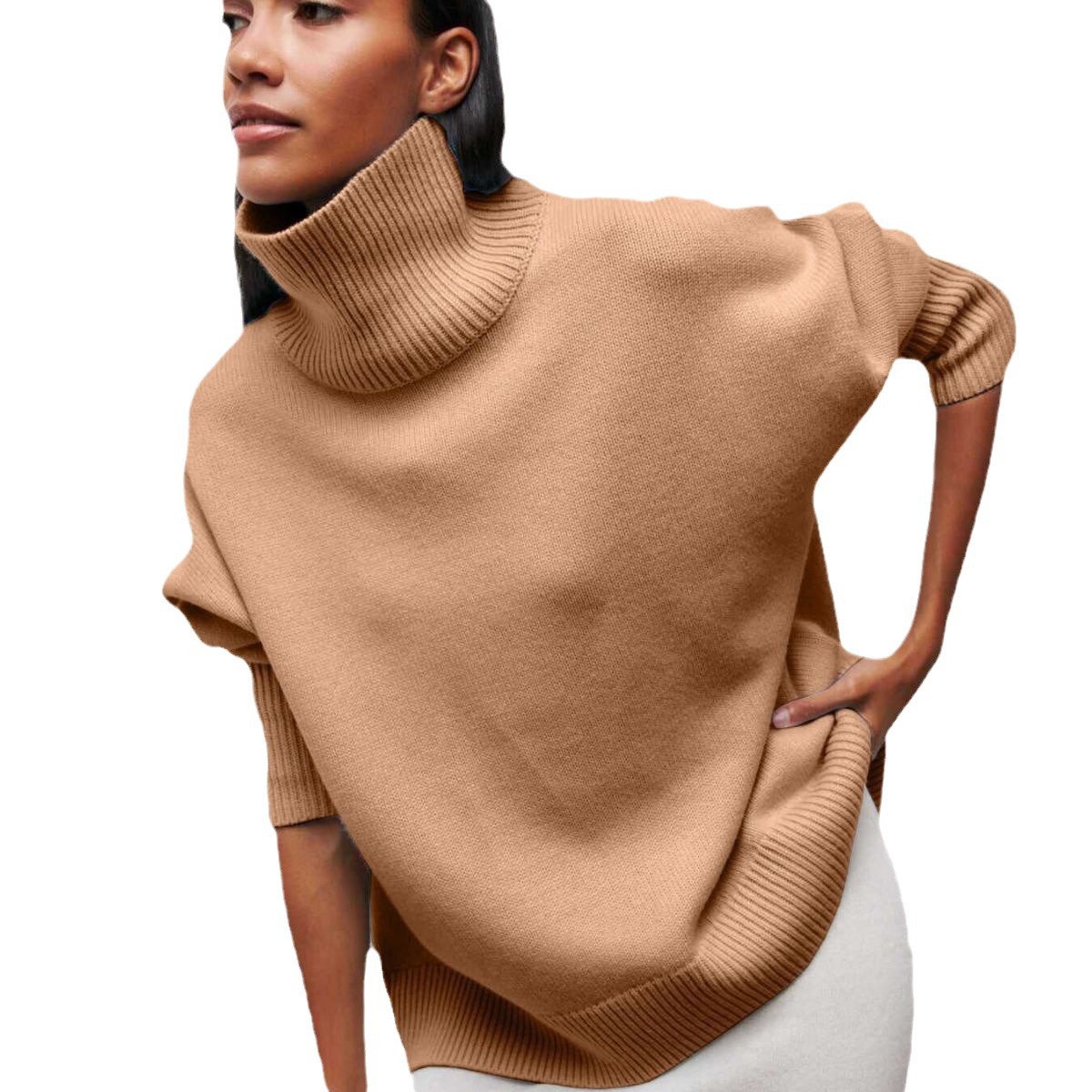 img (7) Solid Orange Knitted Sweater — Lightweight Round Neck Pakistan - Image 1