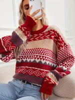 Winter Knitted Pullover Sweater with Diamond Pattern — Retro Style - Image 2