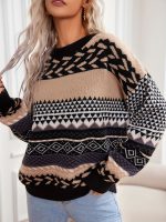 Winter Knitted Pullover Sweater with Diamond Pattern — Retro Style - Image 4
