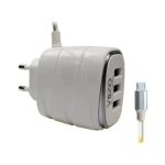 V16-Micro USB – 4A Smart Fast Charger (3 USB Ports + Built-in Cable) | Vizo V16 Micro USB Charger - Android Phone Charger - Mobile Phone Charger - Image 3