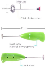 Electric Egg Beater Milk Drink Coffee Whisk Mixer Foamer Mini Handle Stirrer Practical Cooking Tool Kitchen Cell Operated (Mix/Random Color)