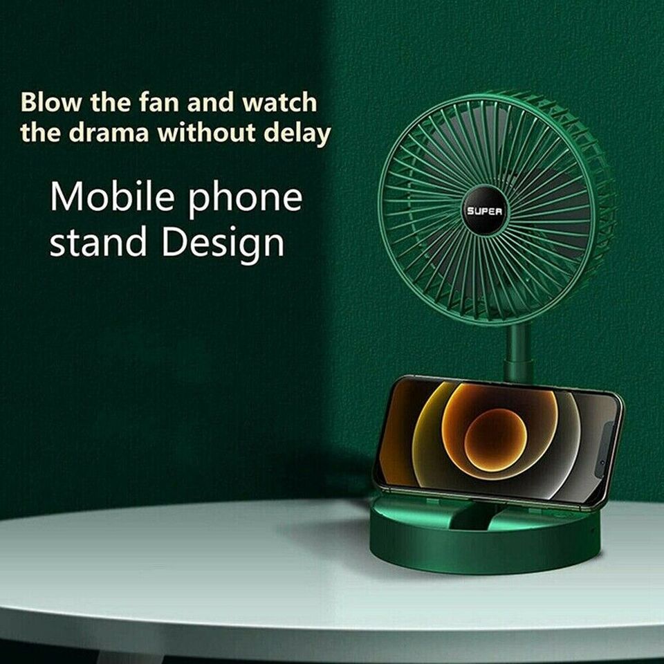 s-l960-2-2.jpg Rechargeable - Portable Telescopic Folding Fan Table Desk Fan | 3 Speeds Adjustable height Fan (Random color) - Image 1