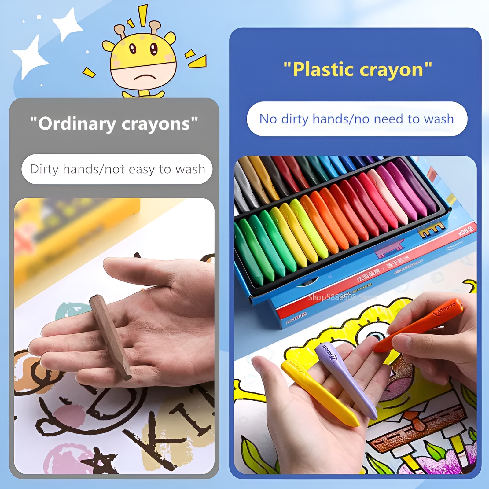 sVjWbFJi_2x.jpg Children Pack of 12 Plastic Crayons, 12 Vibrant Crayons Colors, Caryon Pencils - Image 1
