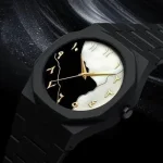 Here’s an SEO-friendly rewrite:   SEO Product Title  Men’s Carbon Fiber Black Arabic Dial Watch – Stylish Luxury Quartz Wristwatch for Men