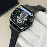 Men’s Black Skeleton Chronograph Watch – Stylish Luxury Analog Wristwatch