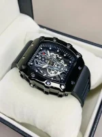 Men’s Black Skeleton Chronograph Watch – Stylish Luxury Analog Wristwatch - Image 2