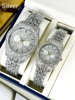 Golden Couple Watches with Diamond Stones | Matching Couple Watches - Image 3