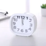 Small Round Alarm Clock White Stylish Home Decor Table Clock for Bedroom Study Desk - Image 2