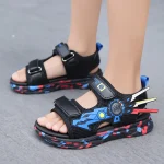 Kids Black & Red Comic Sandals | Summer School Wear for Boys & Girls - Image 2