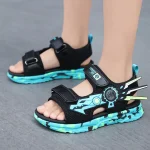 Kids Black & Red Comic Sandals | Summer School Wear for Boys & Girls - Image 3