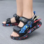 Kids Black & Red Comic Sandals | Summer School Wear for Boys & Girls - Image 4