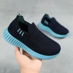Kids Slip-On Shoes – Black & Blue Mesh Summer Shoes for Boys & Girls - Image 4