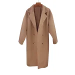 Women's Cream Woolen Double-Breasted Coat – Elegant Warm Winter Outerwear - Image 2