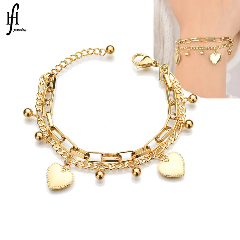 1257-78-655096-product-1 Gold Heart Charm Bracelet for Women – Elegant Heart Pendant Fashion Jewelry - Image 1