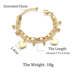 Gold Heart Charm Bracelet for Women – Elegant Heart Pendant Fashion Jewelry - Image 3
