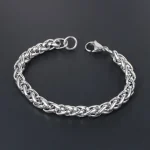 Tactical Steel Bracelet for Men – Silver Stainless Steel Bracelet with Lobster Clasp - Image 3