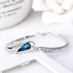 Silver Plated Blue Crystal Bangle for Women – Elegant Sparkling Fashion Bracelet - Image 4