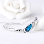 Silver Plated Blue Crystal Bangle for Women – Elegant Sparkling Fashion Bracelet - Image 2