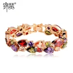 Rainbow Zircon Bracelet for Women – Rose Gold Fashion Jewelry for Pakistani Women