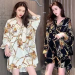 Women’s Black Chiffon Printed Shirt Set | Stylish Summer Wear – XL