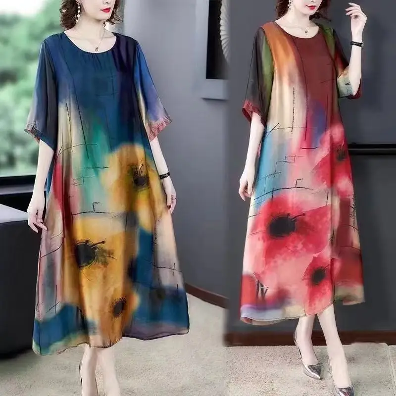 1257-9-646308-product-1 Women’s Plus Size Artistic Print Mid-Length Summer Dress – Stylish Casual Dress - Image 1