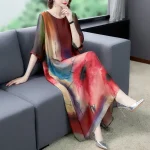 Women’s Plus Size Artistic Print Mid-Length Summer Dress – Stylish Casual Dress - Image 4
