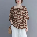 Plus Size Women’s Black Plaid T-Shirt – Summer Slim Fit Casual Short Sleeve Top - Image 4