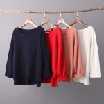 Women’s Loose Red Cotton Linen Long Sleeve Top – Casual Lightweight Shirt - Image 5