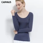 Plus Size Women’s Navy Blue Modal T-Shirt – Long Sleeve Slim Fit Casual Top - Image 3