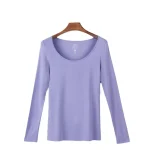 Plus Size Women’s Navy Blue Modal T-Shirt – Long Sleeve Slim Fit Casual Top - Image 2
