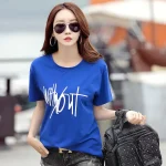 Women’s Plus Size Loose Korean Printed T-Shirt – Casual Orange Short Sleeve Top - Image 3