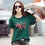 Women’s Plus Size Loose Korean Printed T-Shirt – Casual Orange Short Sleeve Top - Image 4