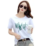 Women’s Plus Size Loose Korean Printed T-Shirt – Casual Orange Short Sleeve Top - Image 2