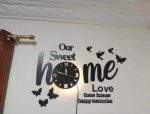 3D Wall Clock Black Glowing Birds & Butterflies Modern Home Decor Pakistan - Image 5