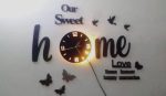 3D Wall Clock Black Glowing Birds & Butterflies Modern Home Decor Pakistan - Image 4